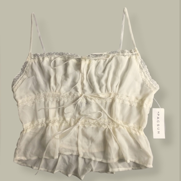 Pacsun • Fleurterie Whisper Lace Cami • Large • Ivory • NEW with tags 🏷️ - Picture 2 of 6